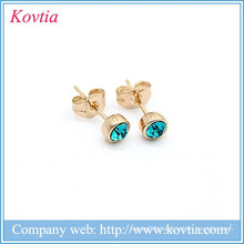 Factory direct sample design crystal fashion zircon stud earrings small stone earring for girls